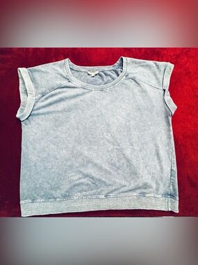 Janie and Jack Light Blue Mineral-Wash Short Sleeve Crewneck